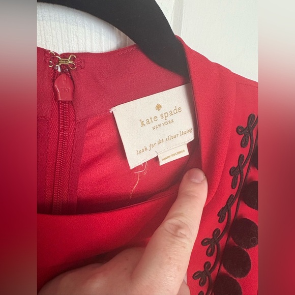 Kate Spade Red & Black Pom Pom Dress – Size 16 – Festive Cocktail Flair - Picture 8 of 12